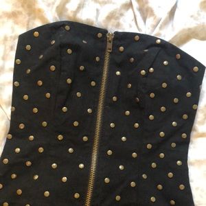 GUC Small Betsey Johnson Strapless Dress - Metal Polka Dots - Missing Straps